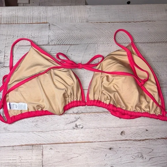 Old Navy Pink Ribbed Swim Top Tie Back Sexy Summer Beach Bikini Top 3X - Picture 6 of 13